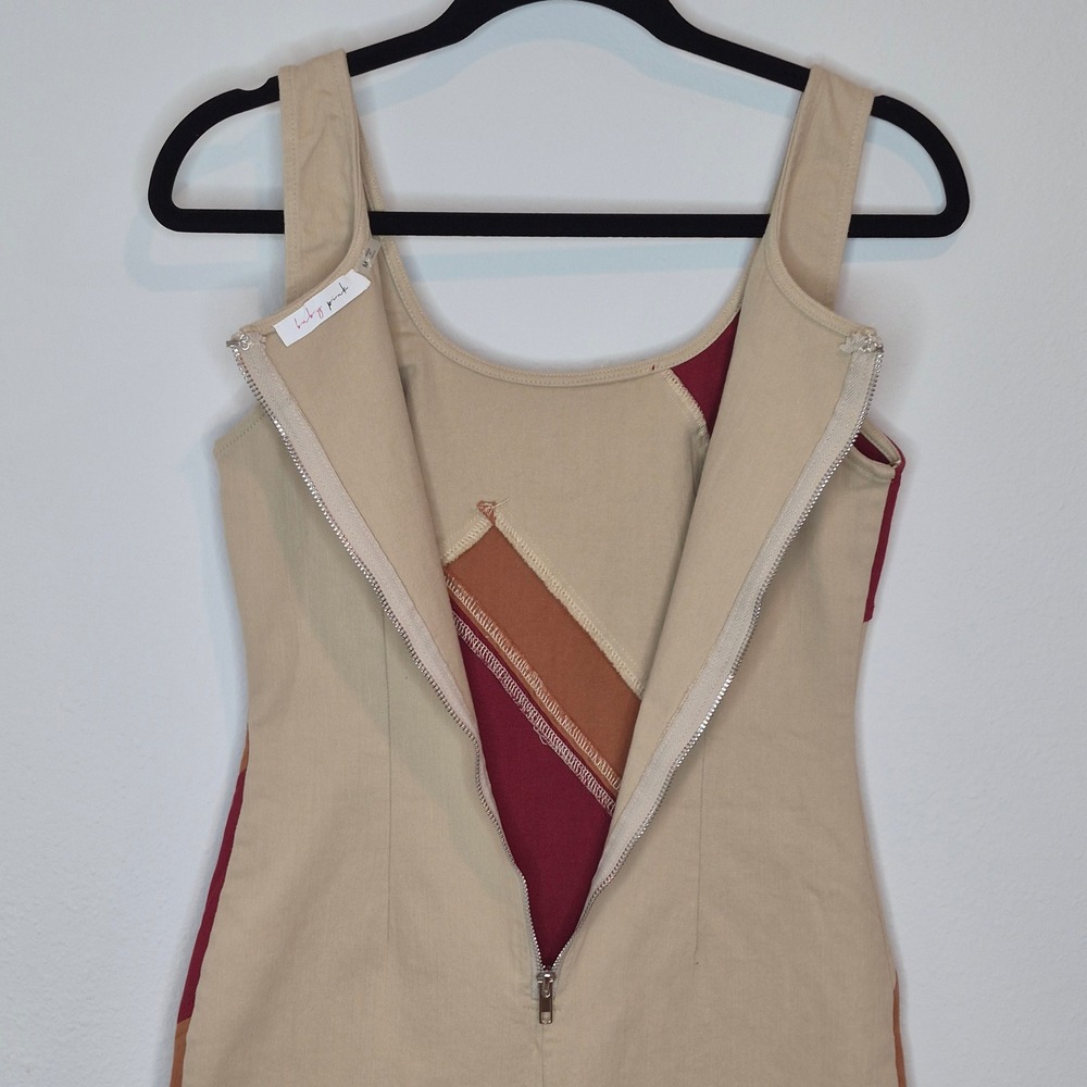 Retro Inspired Mini Patchwork Dress Boho Phoebe Buffay Coastal Cowgirl Size M - Picture 8 of 8